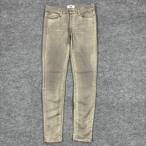 PAIGE Verdugo Ultra Skinny Jeans Womens Size 27 Metallic Gold Coated Stretch